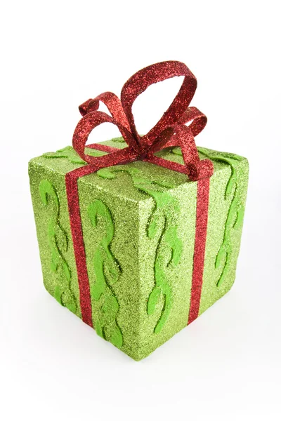 Зеленый сверкающий подарочный коробок — стоковое фото