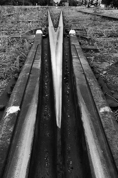 Grungy rails in monochrome — Stock Photo, Image