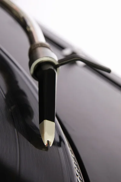 Closeup shot of vinyl playing turntable — Stock Photo, Image
