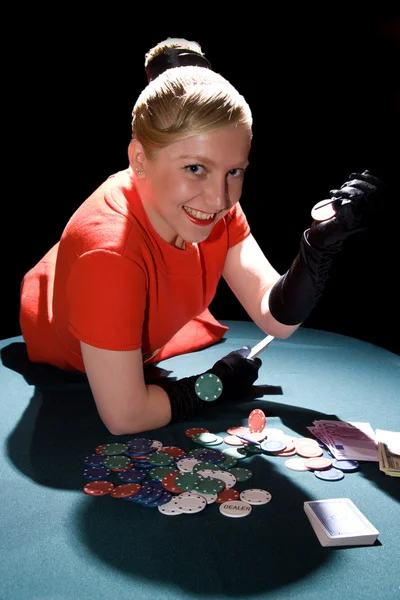 Gambling young woman — Stock Photo, Image