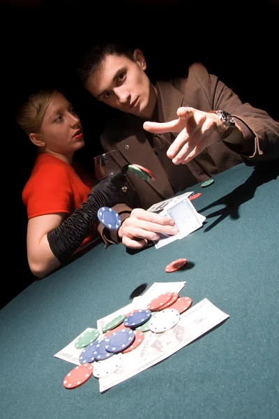 Lucky poker players — Stock Photo, Image