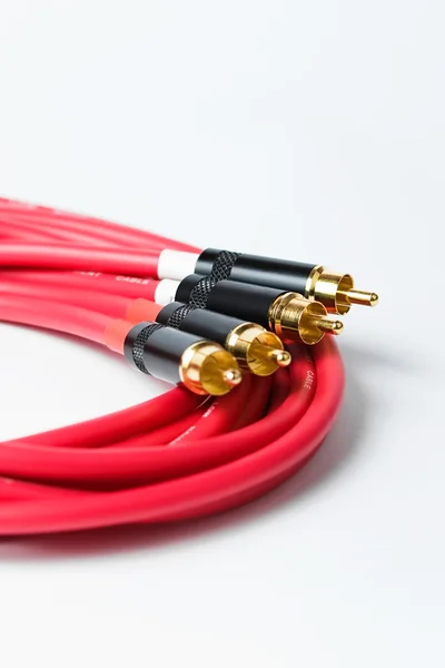 Cables de audio RCA estéreo rojo — Foto de Stock
