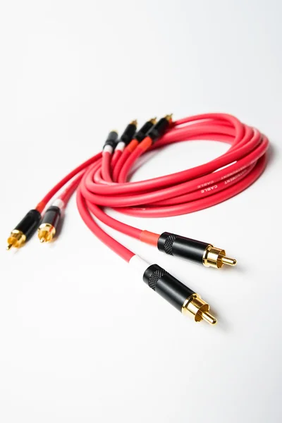 stock image Red stereo RCA audio cables