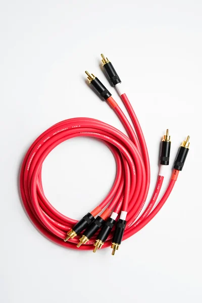 stock image Red stereo RCA audio cables