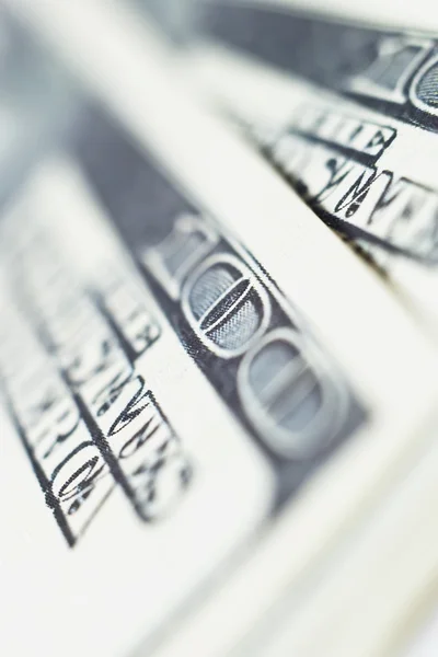 Macro photo of 100 dollar notes — Stock Photo, Image