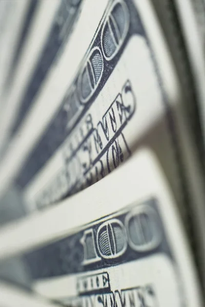 Closeup shot of 100 dollar notes — Stock Photo, Image