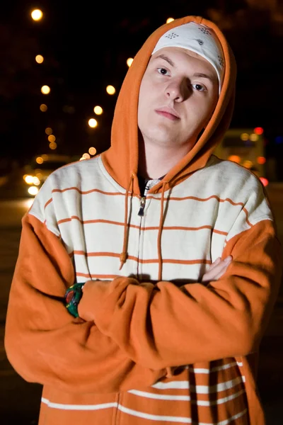 Young drug dealer at night — Stock Photo, Image