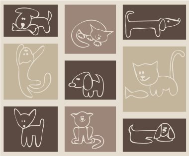 Cats and dogs. clipart