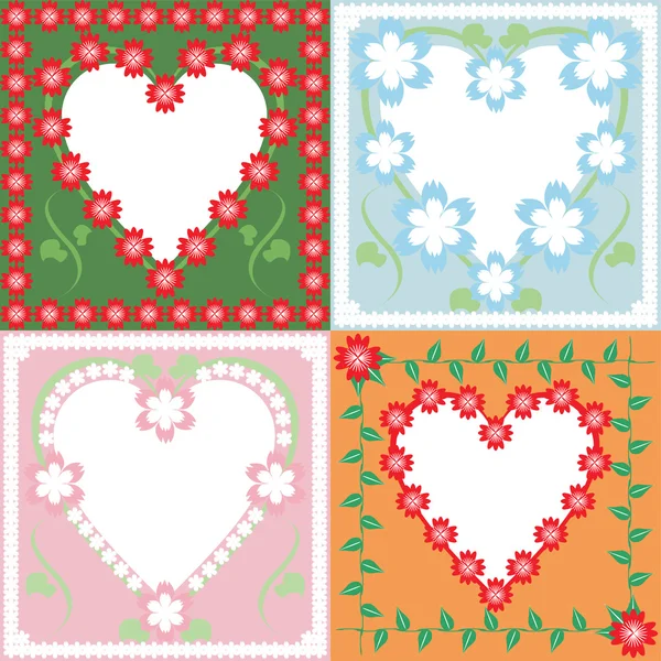 Four frames with heart — Stock Vector