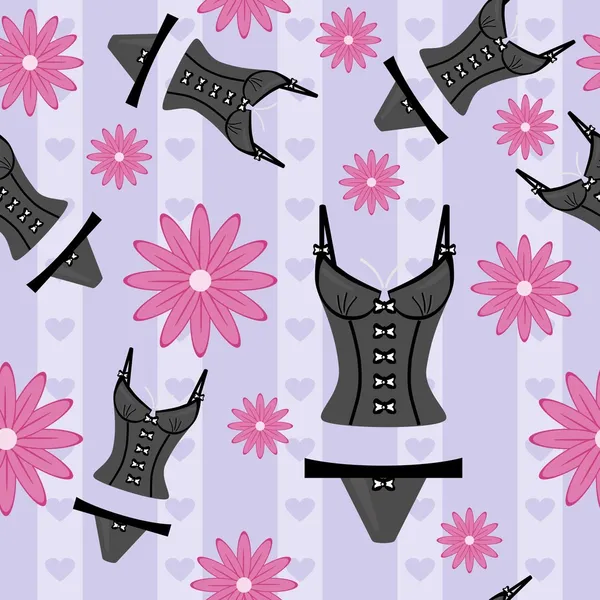 Bakgrund med underkläder och blommor — Stock vektor