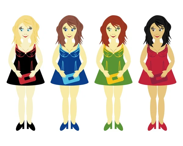 Четыре гламурные девушки — стоковый вектор