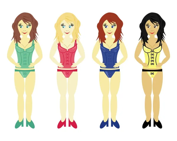 Quatre filles en lingerie — Image vectorielle
