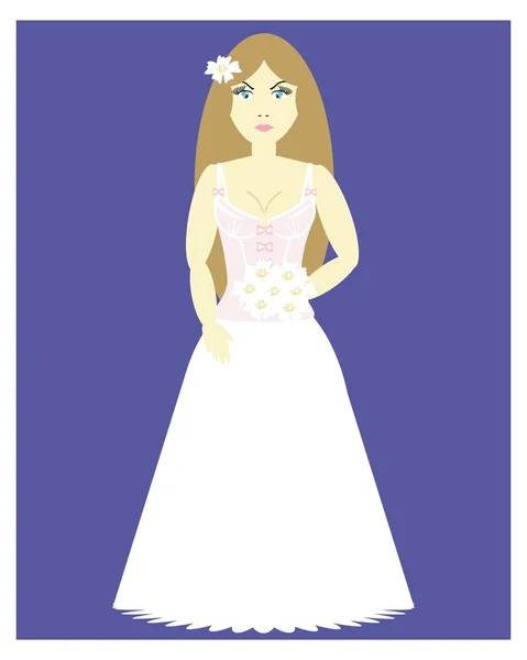 Dívka svatební šaty — Stockový vektor