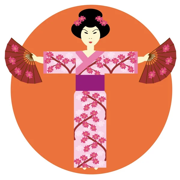 Японські дівчата з шанувальників — стоковий вектор