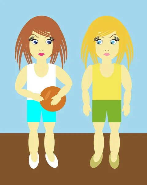 Dwie dziewczyny z piłką — Wektor stockowy