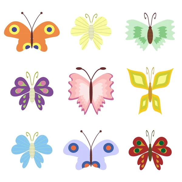 Conjunto com borboletas — Vetor de Stock