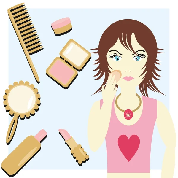 Girl with cosmetics — Stock Vector