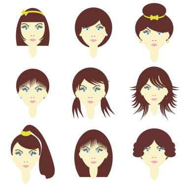 Girls with different hairstyles clipart