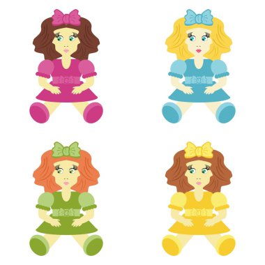 Four dolls clipart