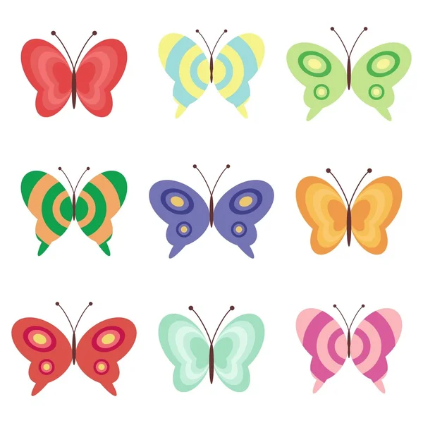 Set with butterflies on white — Stock Vector