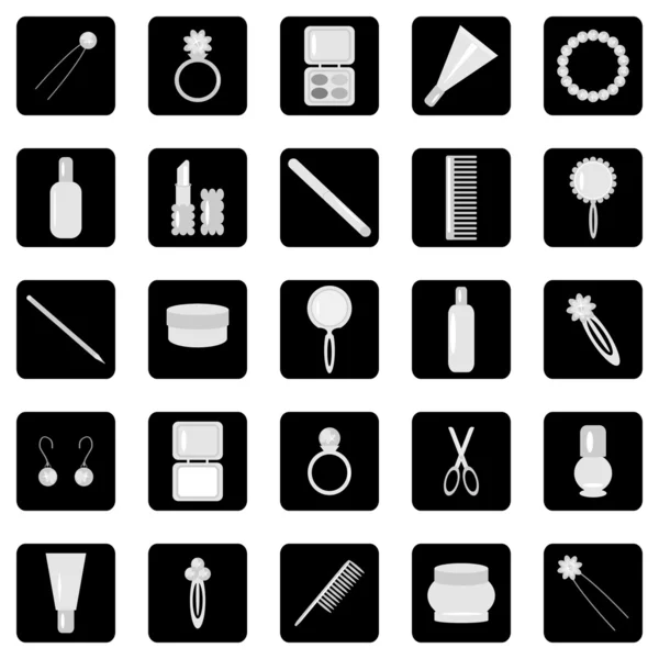 Ensemble d'icônes avec des objets de dame — Image vectorielle