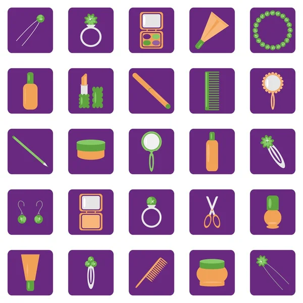 Set of icons with lady's objects — Stock Vector