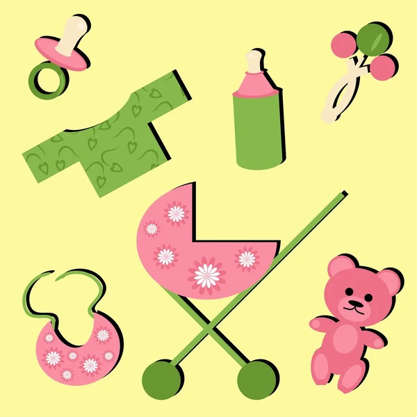 Set mit Objekten für Baby — Stockvektor