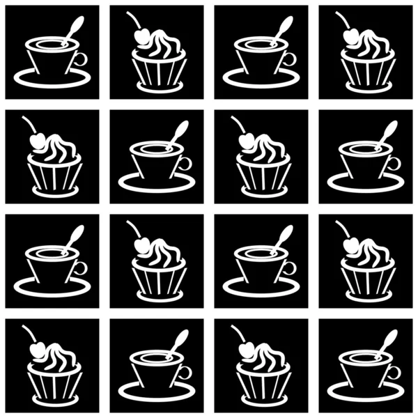 Achtergrond met cups en gebak — Stockvector