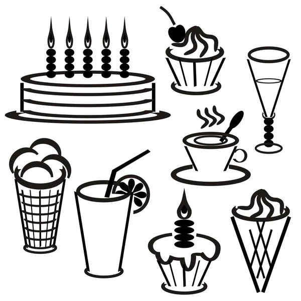 Набір з десертами та напоями — стоковий вектор