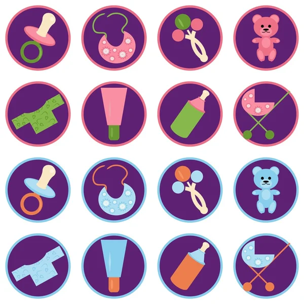 Set avec des icônes objets bébé — Image vectorielle
