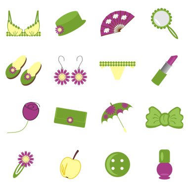 Set with lady's objects clipart