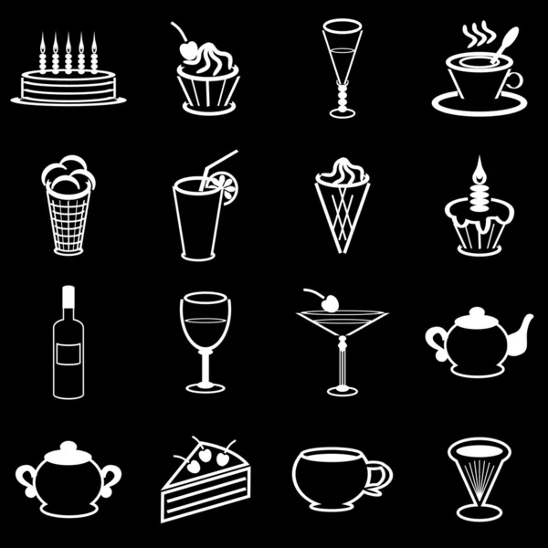 Icônes avec desserts et boissons — Image vectorielle