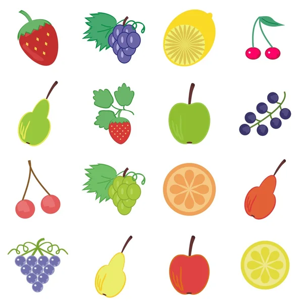 Set with fruits and berries — Stock Vector