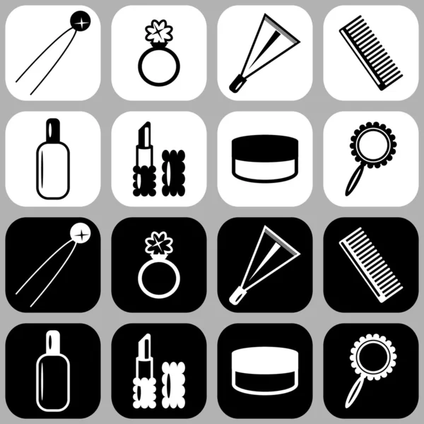 Conjunto de ícones com objetos da senhora — Vetor de Stock