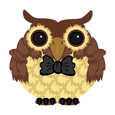 Owl with bow tie clipart