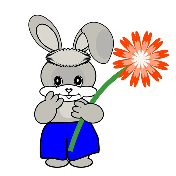 Nice hare with flower — Stock Vector