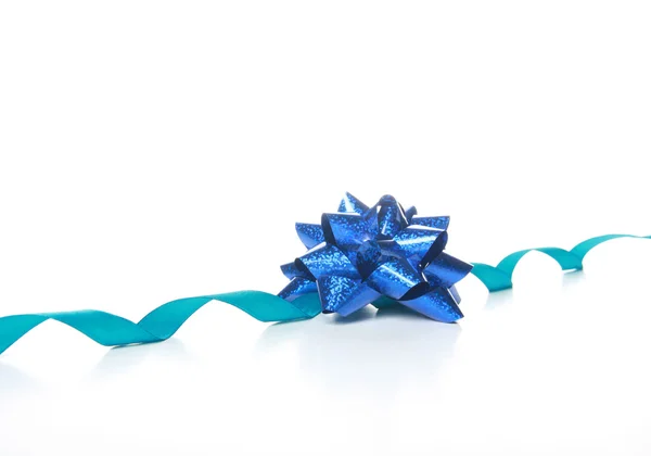 Blue ribbon with bow — Stock Photo, Image