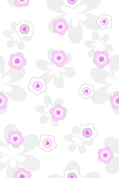 Rosa-gris floral sin costura — Vector de stock
