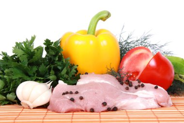 Meat and fresh vegetables clipart