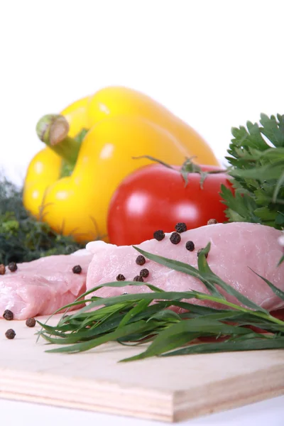 Carne e produtos hortícolas frescos — Fotografia de Stock