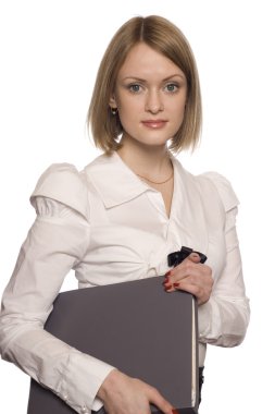 The business woman with a folder of docu clipart