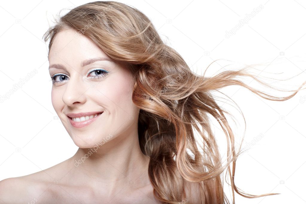 なびく髪の女の子 ストック写真 C Zastavkin