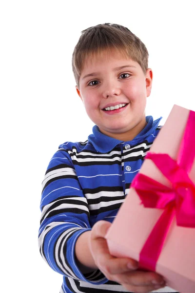 Boy with gift — Stock Photo, Image