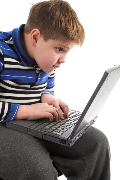Boy with laptop — Stock Photo, Image