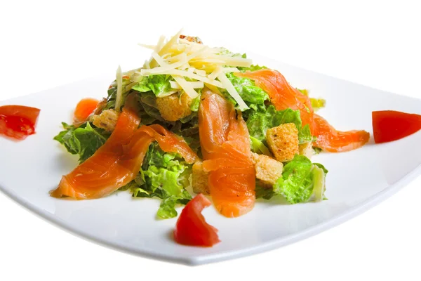 Caesar salad with salmon — Stock Photo, Image