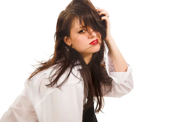 Flicka med casual frisörsal — Stockfoto