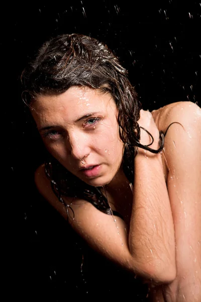 湿的女孩画像 — 图库照片