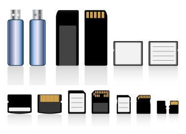 Memory cards, drive collection clipart