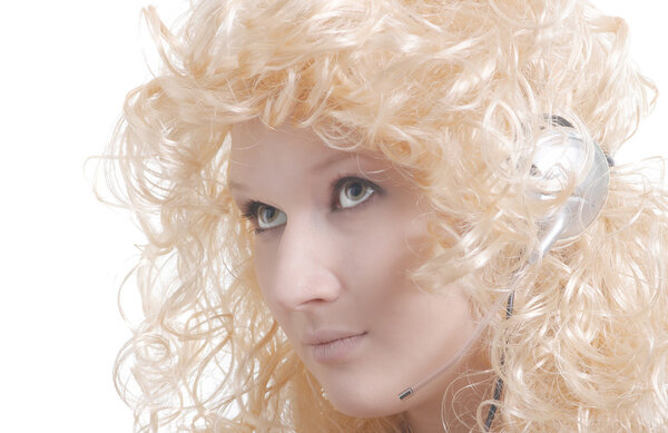 High-key microphone girl