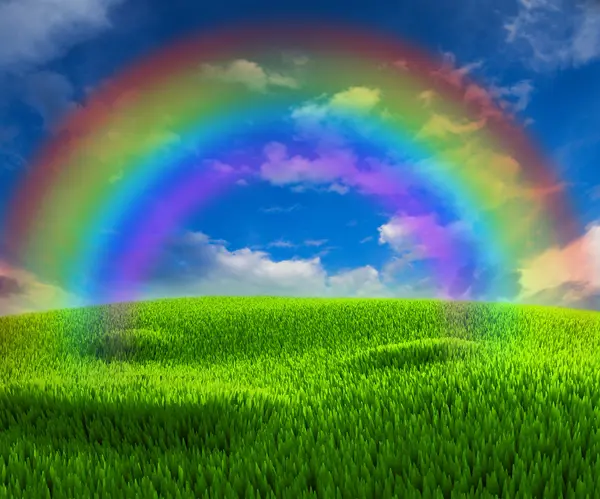 Good weather with rainbow — Stock Photo, Image